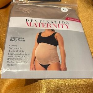 NWT Destination Maternity Expecting Seamless Belly Band Taupe Cooling Stretch